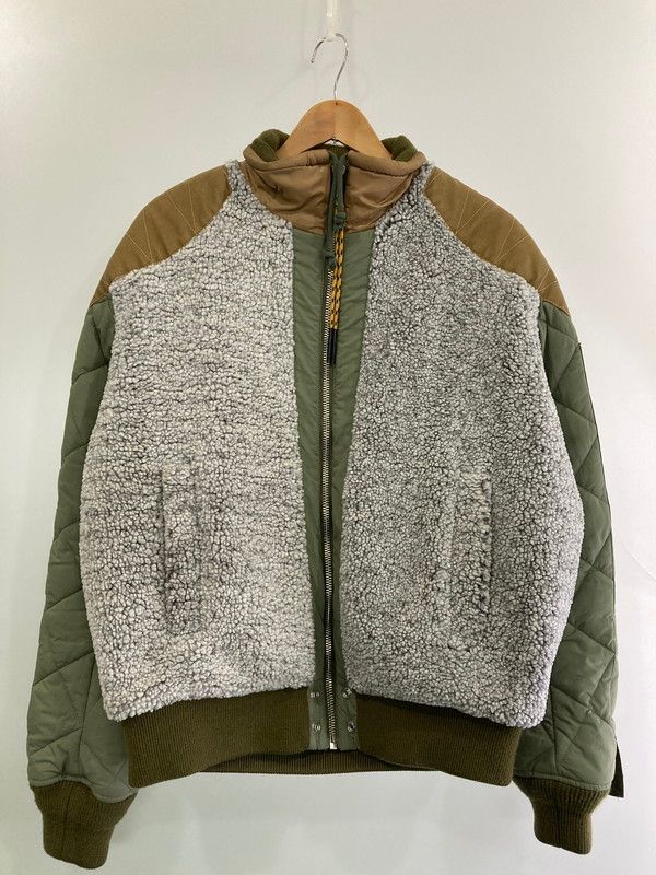 DIESEL ディーゼル GREEN AND GREY PANELLED JACKET IN FROSTED FLEECE W-POW-TEDDY フロストフリースパネルジャケット メンズ アウター 141-250417-em-03-min