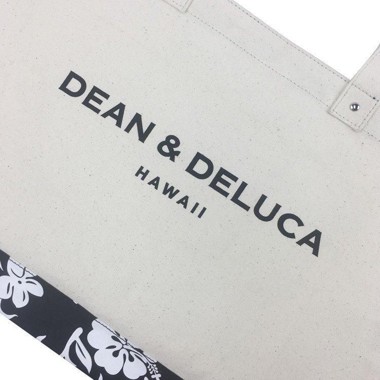 DEAN＆DELUCA  ディーン＆デルーカ ショルダーバッグキャンバス トートバッグ HAWAII限定 ハイビスカス柄 Natural 　Lサイズ