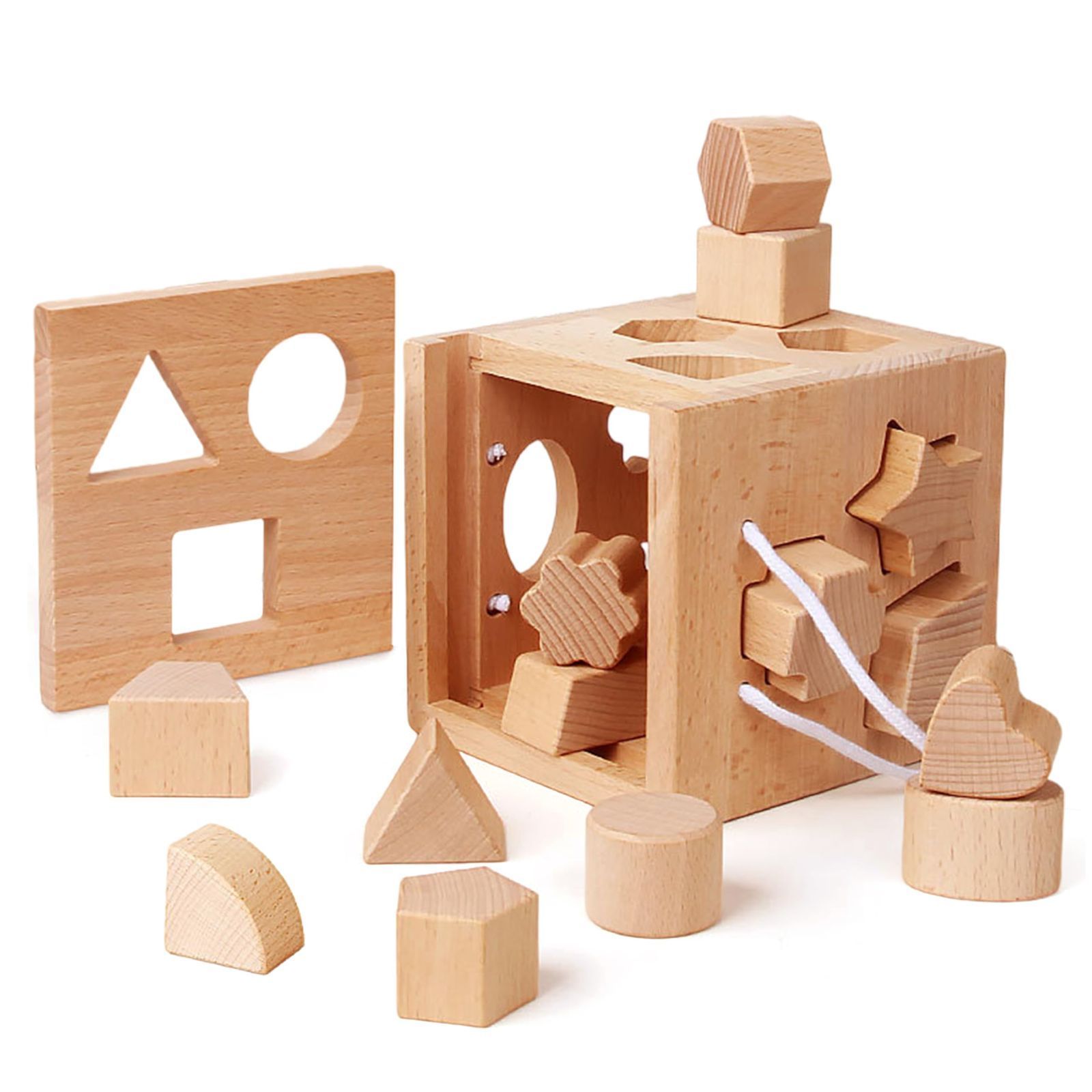 知育玩具　木のパズルボックス : モンテッソーリ知育玩具 木製パズルボックス 型はめ 形