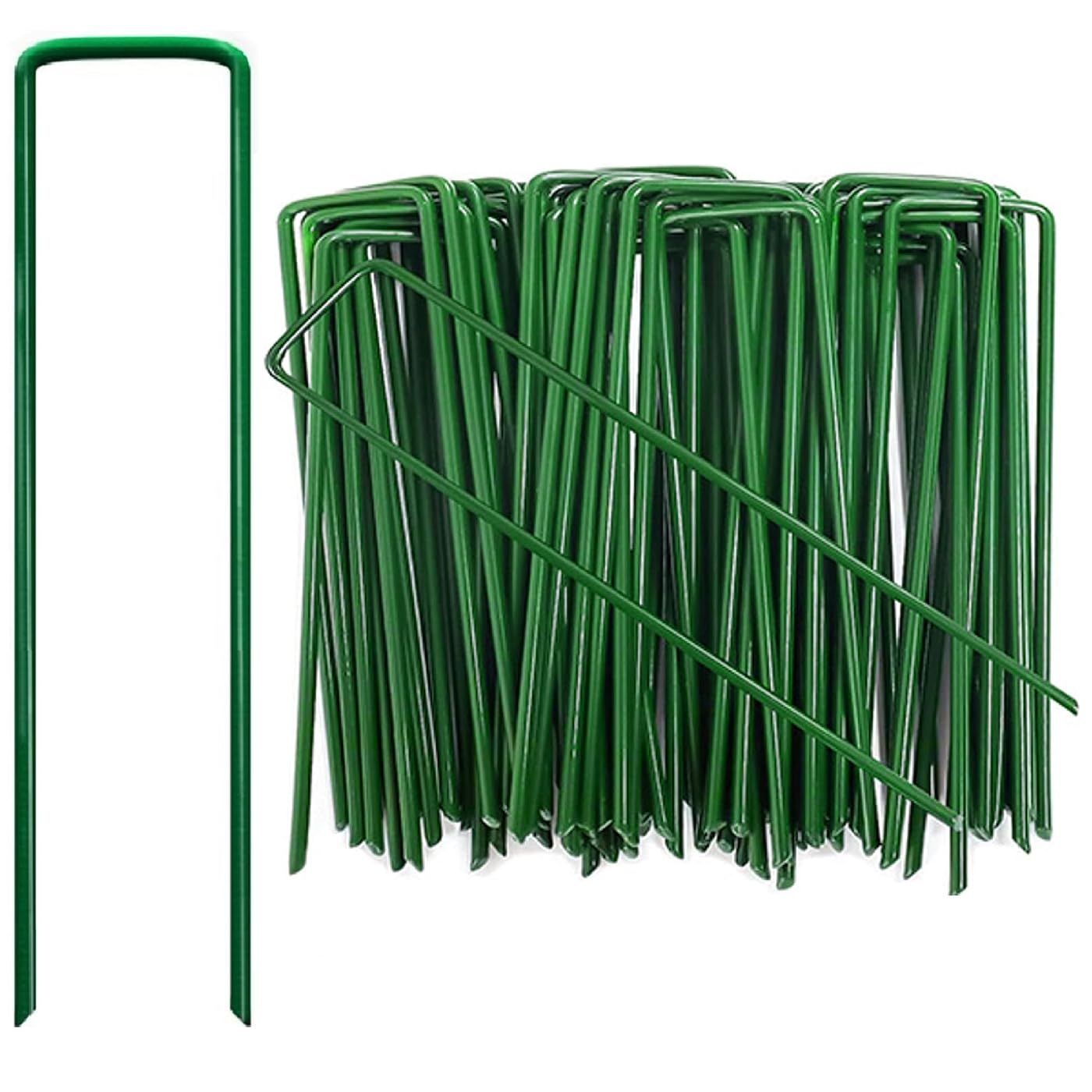 sasttie 100本セット 人工芝 ピン 防草シート 固定ピン 押さえピン U字ピン 芝生 U字釘 シートピン ガーデニング 農業 庭用(15cmx3cmx15cm)