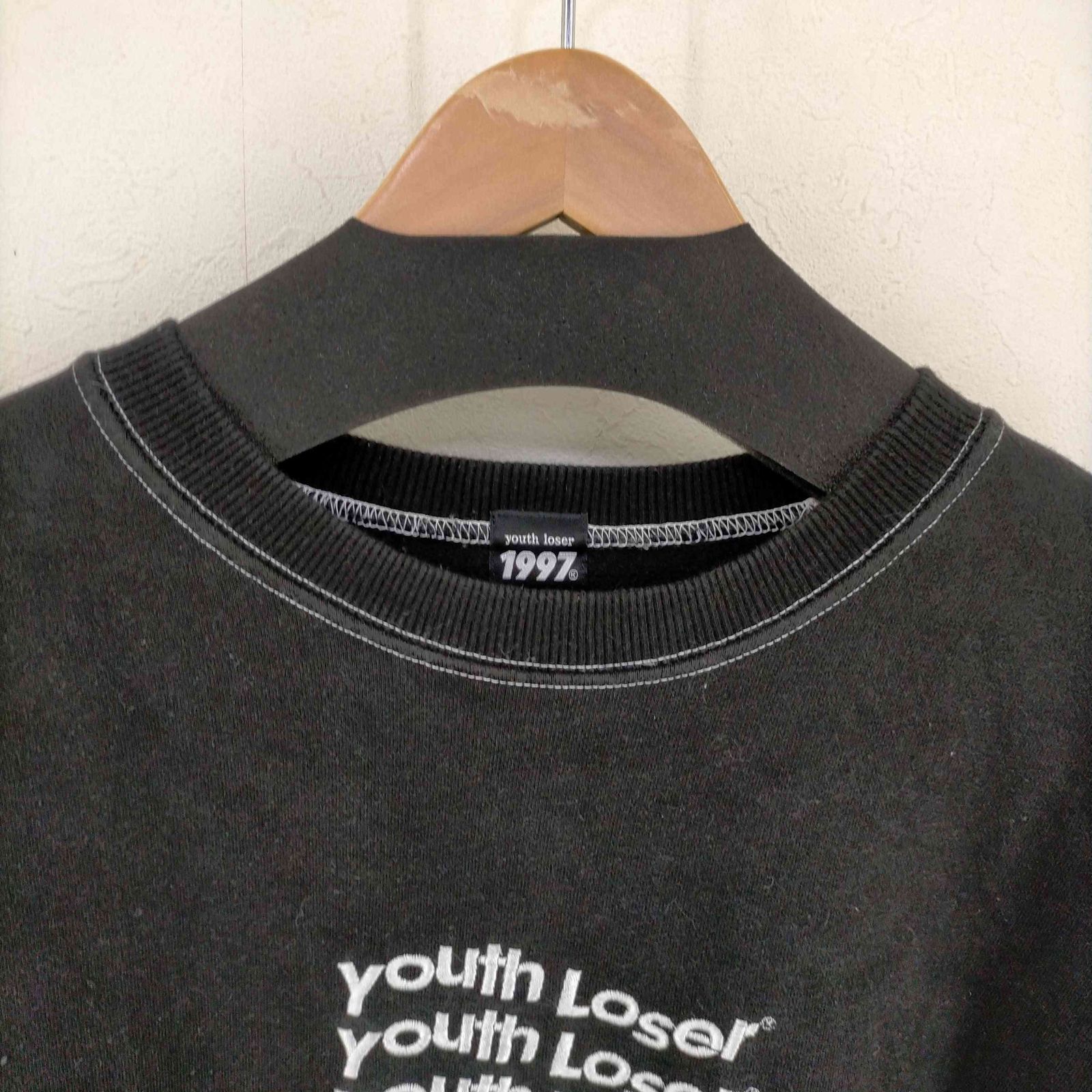 ユースルーザー YOUTH LOSER black stitch sweat ロゴ刺繍 ユースルーザー YOUTH LOSER black stitch sweat ロゴ刺繍