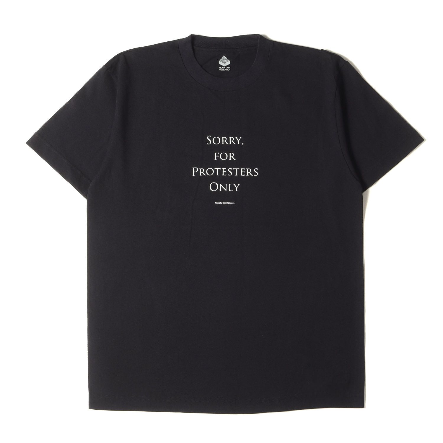 美品 MOUNTAIN RESEARCH マウンテンリサーチ Tシャツ サイズ:XL メッセージ ロゴ プリント クルーネック 半袖Tシャツ Sorry Tee ブラック 黒 トップス カットソー【メンズ】