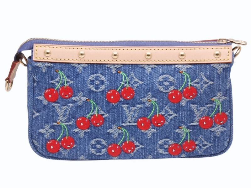 ルイヴィトン村上隆LV TMポシェット アクセソワールm13994チェリーデニム LOUIS VUITTON - ルイヴィトン村上隆LV TMポシェット アクセ