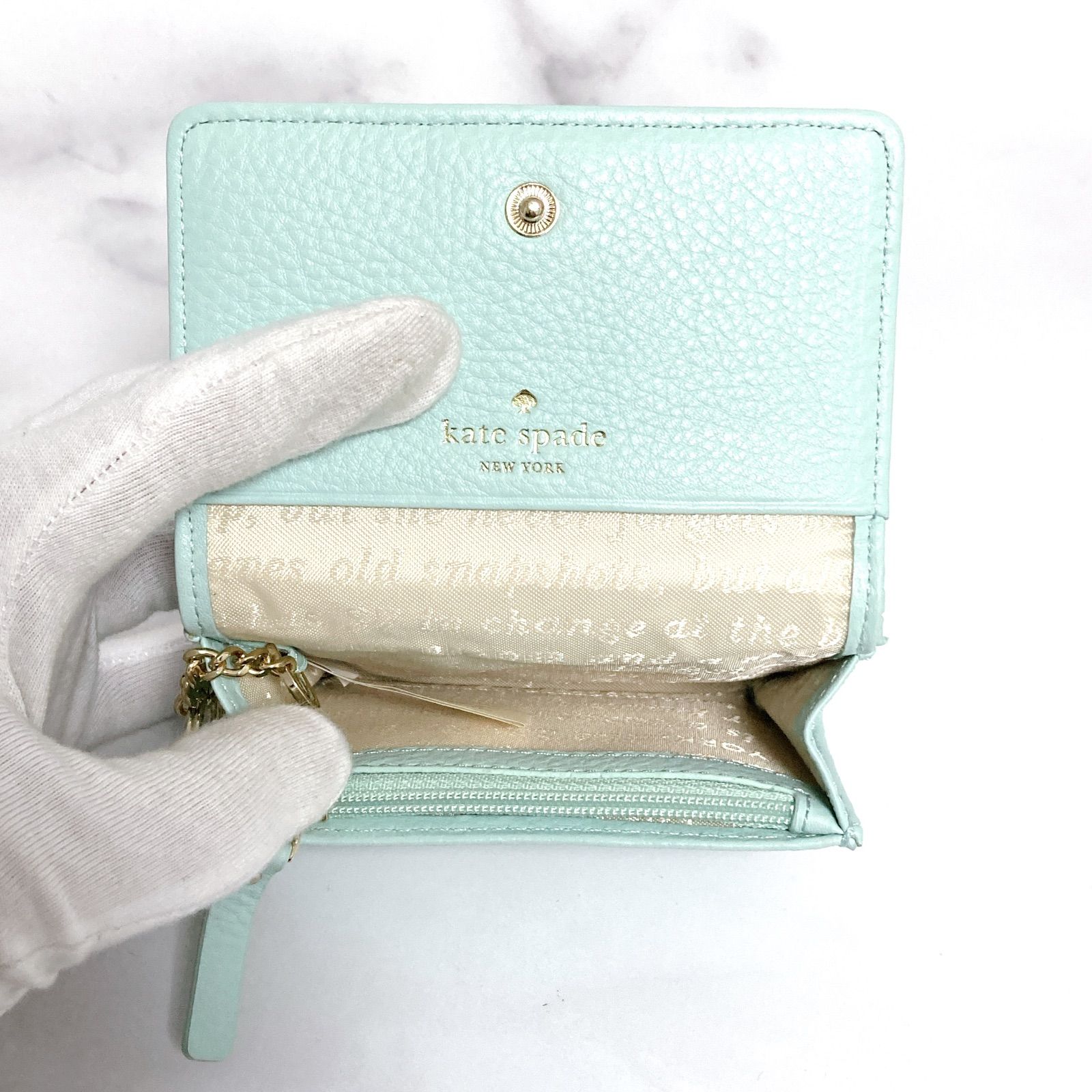【ぐりぐら】kate spade 長財布 ミントグリーン ケイトスペード kate spade 長財布 白×ミントグリーン - メルカリ
