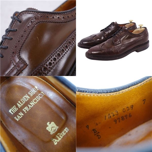【良品】Alden 909 ウィングチップ 黒 10D メダリオン 28cm相当 美品】Alden オールデン ＃909 メダリオン チップ 良品】Alden 909