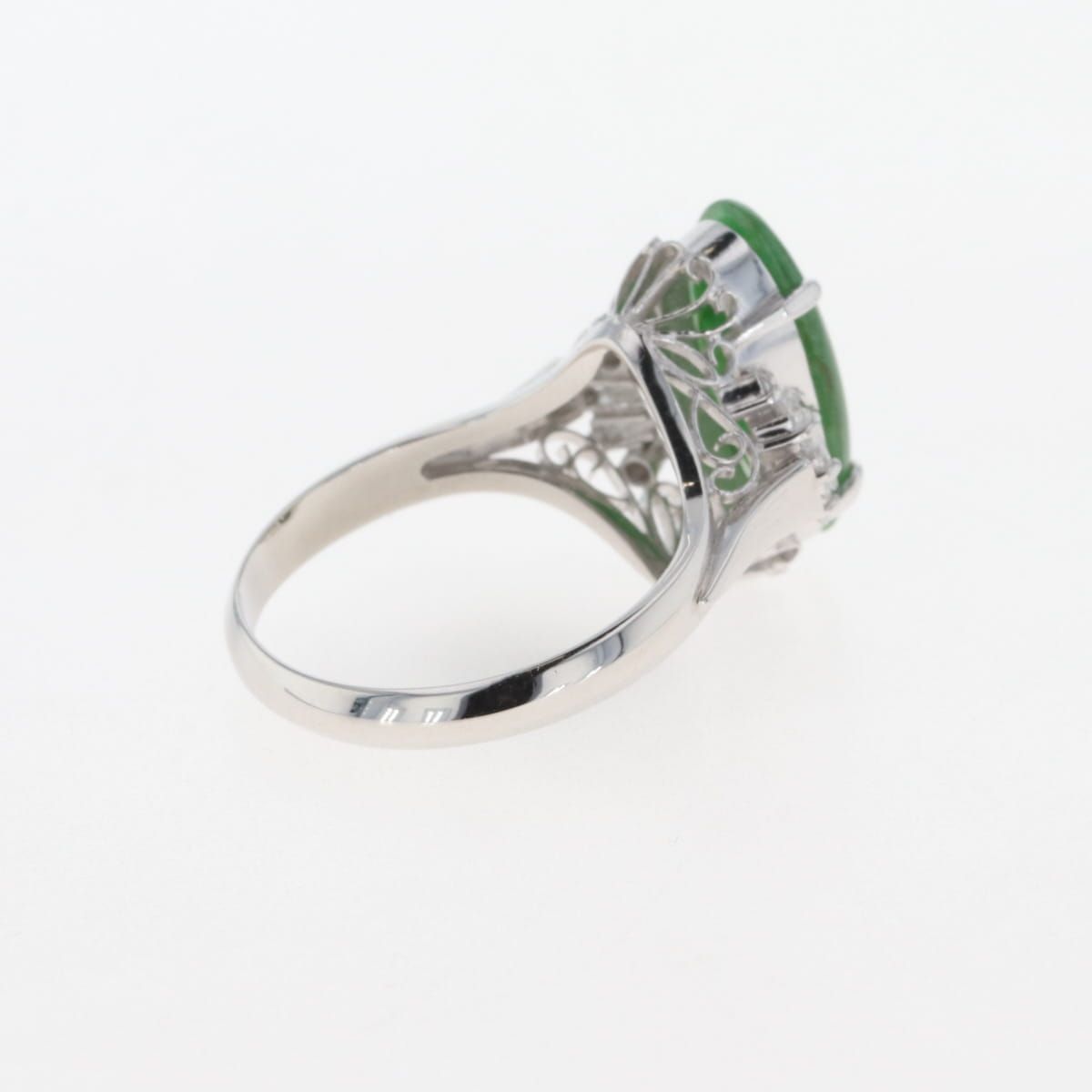 翡翠 デザインリング プラチナ 指輪 メレダイヤ リング 11.5号 Pt900 