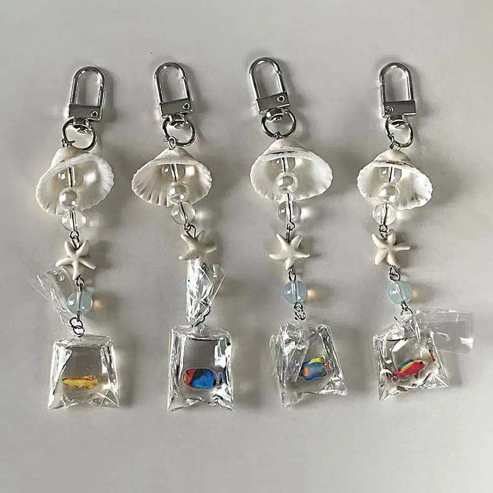 貝類 キーリング リトル・マーメイド 思い 夏 キーホルダー 透明 アクセサリー 魚
