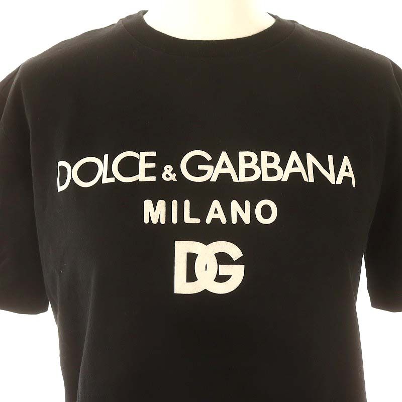 ドルチェu0026ガッバーナ ドルガバ DOLCEu0026GABBANA ロゴプリントTシャツ カットソー 半袖 11/12 黒 白 ブラック  ホワイト /DF OS - 【公式】通販