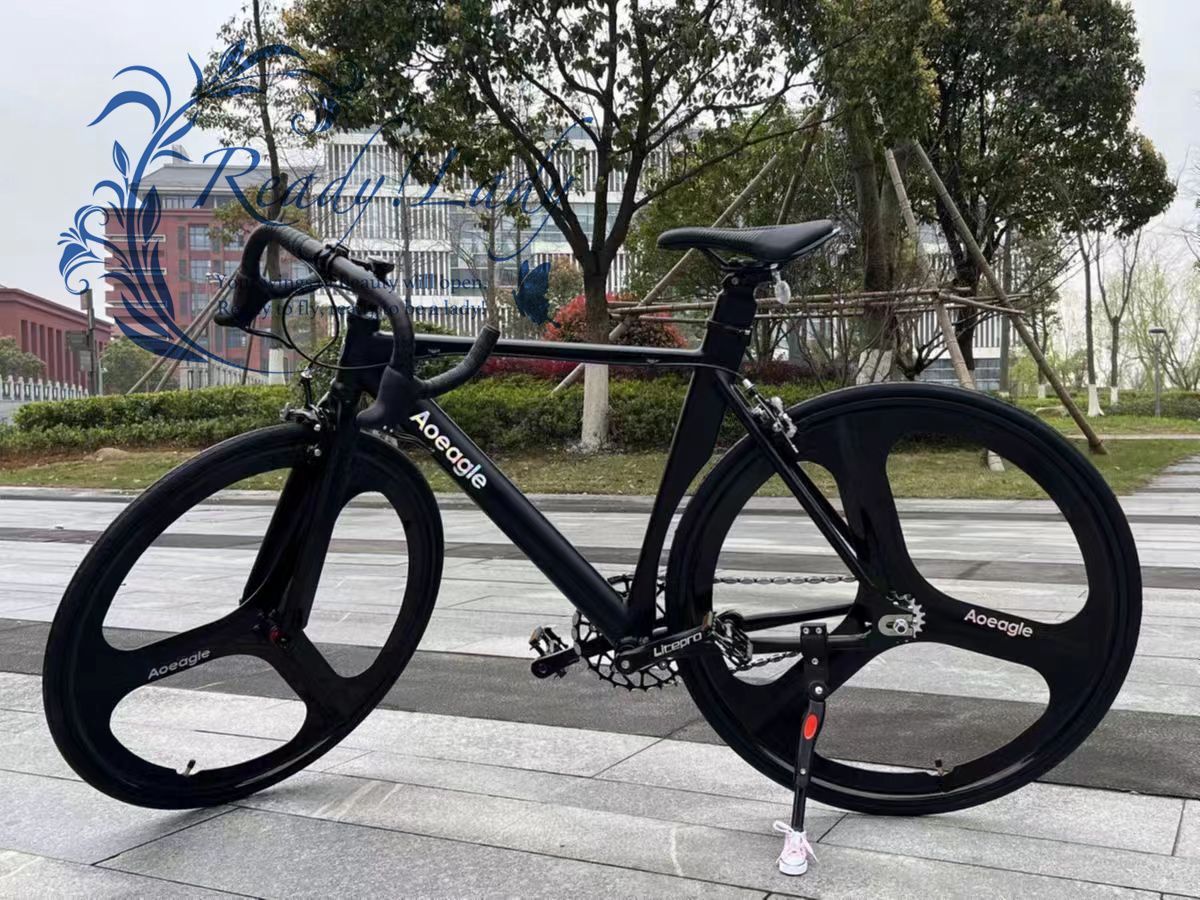 自転車 ブラック ロードバイク 通勤 通学 アルミニウム合金シ 700C 風を壊す ロード バイク3つのナイフホイール - 自転車、サイクリング