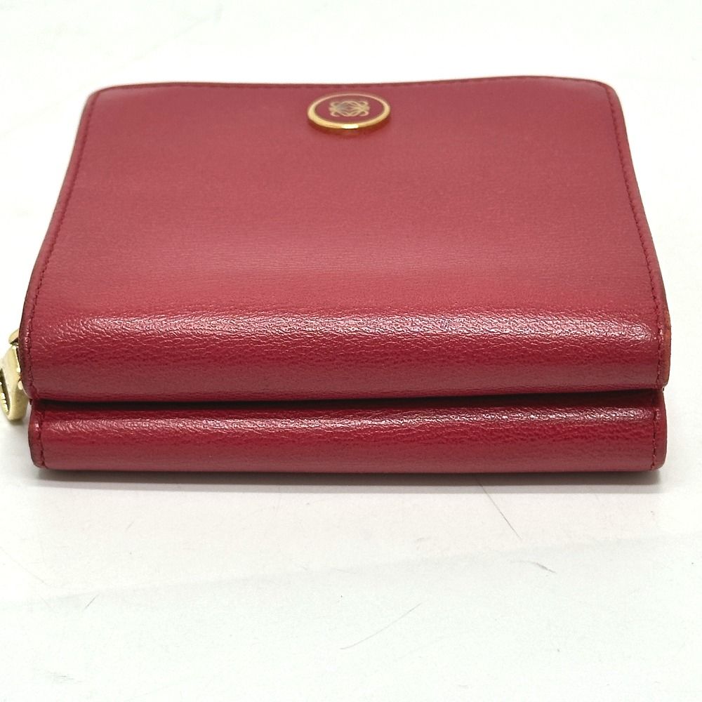 LOEWE ロエベ 2つ折り財布 ロゴ レザー レッド - メルカリ 