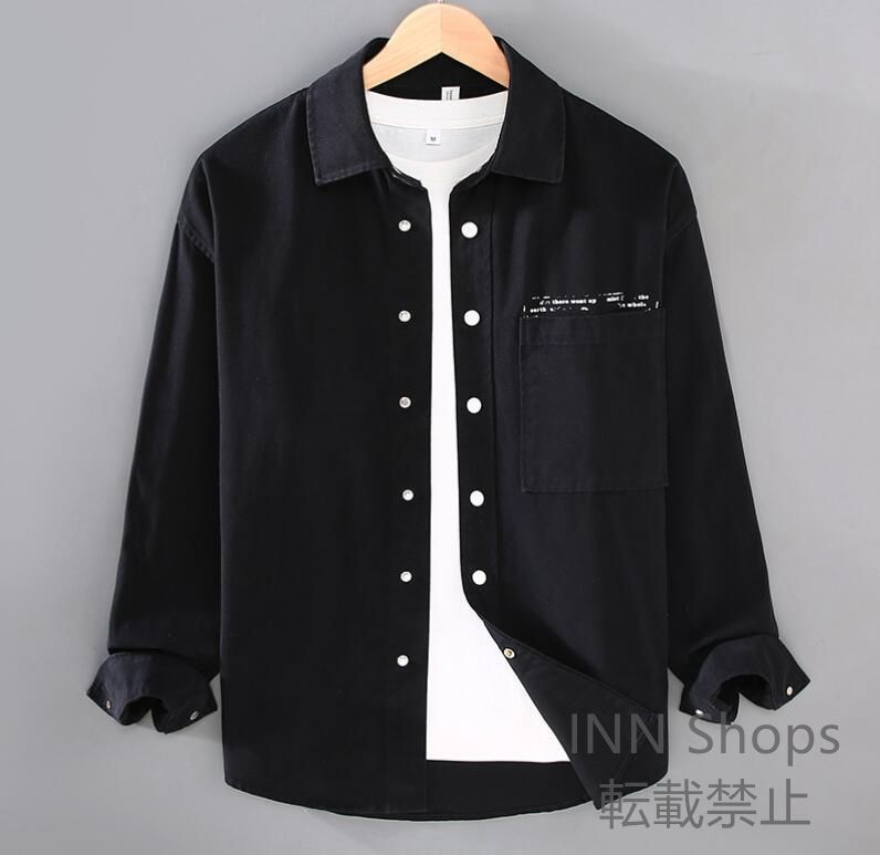 【新品未使用】シャツジャケット　長袖シャツ　シャツ　カーゴシャツ　ワーク　春秋冬　新品 メンズ　トップス白黒【M-3XL選択】ghcp49