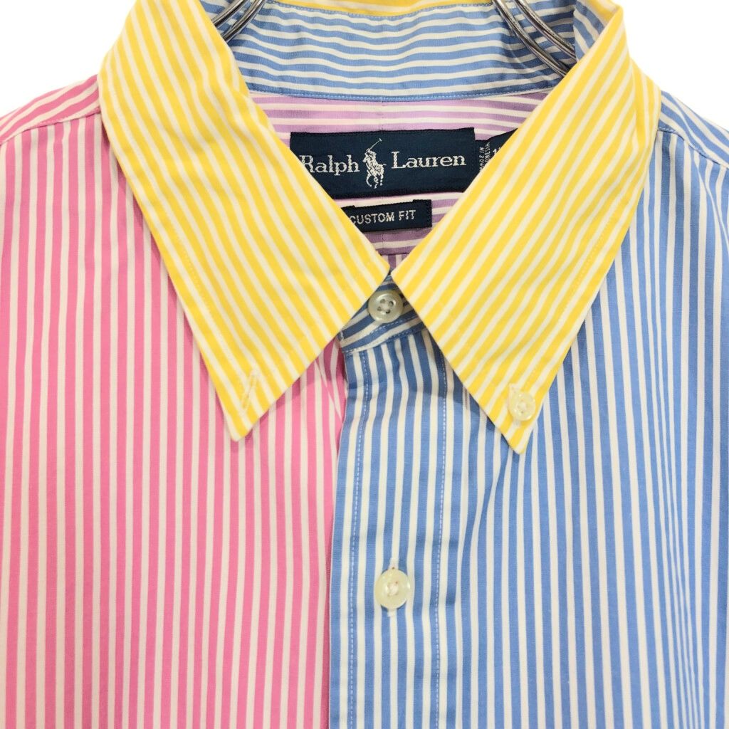 【クレイジーパターン】ラルフローレン ストライプ マルチカラーBD長袖シャツXL Ralph Lauren ボタンダウン 長袖シャツ M クレイジーパターン