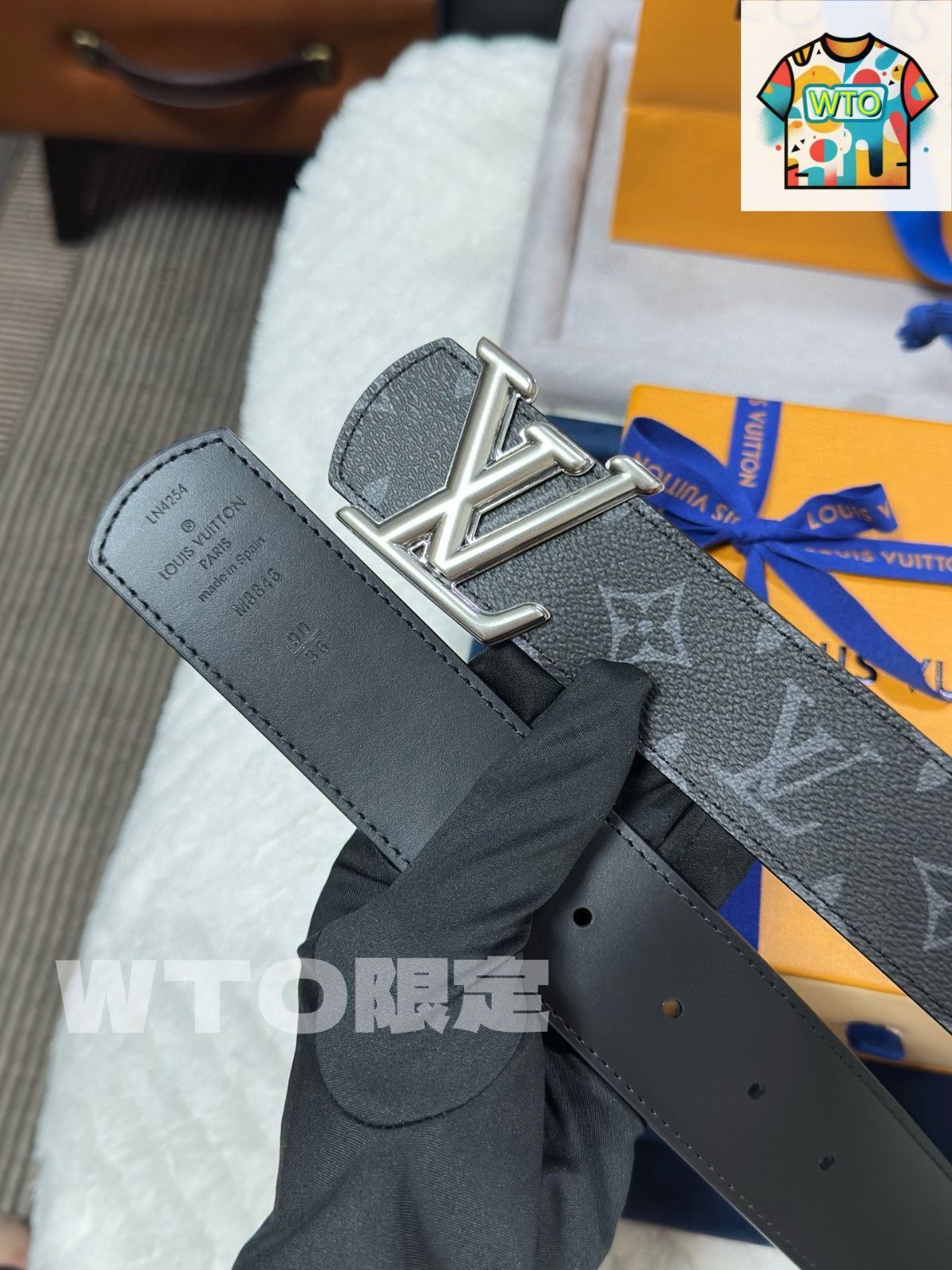 人気❗️Louis Vuitton ブラック ベルト 今日特価】Louis Vuitton モノグラムブラックベルト M8846-2