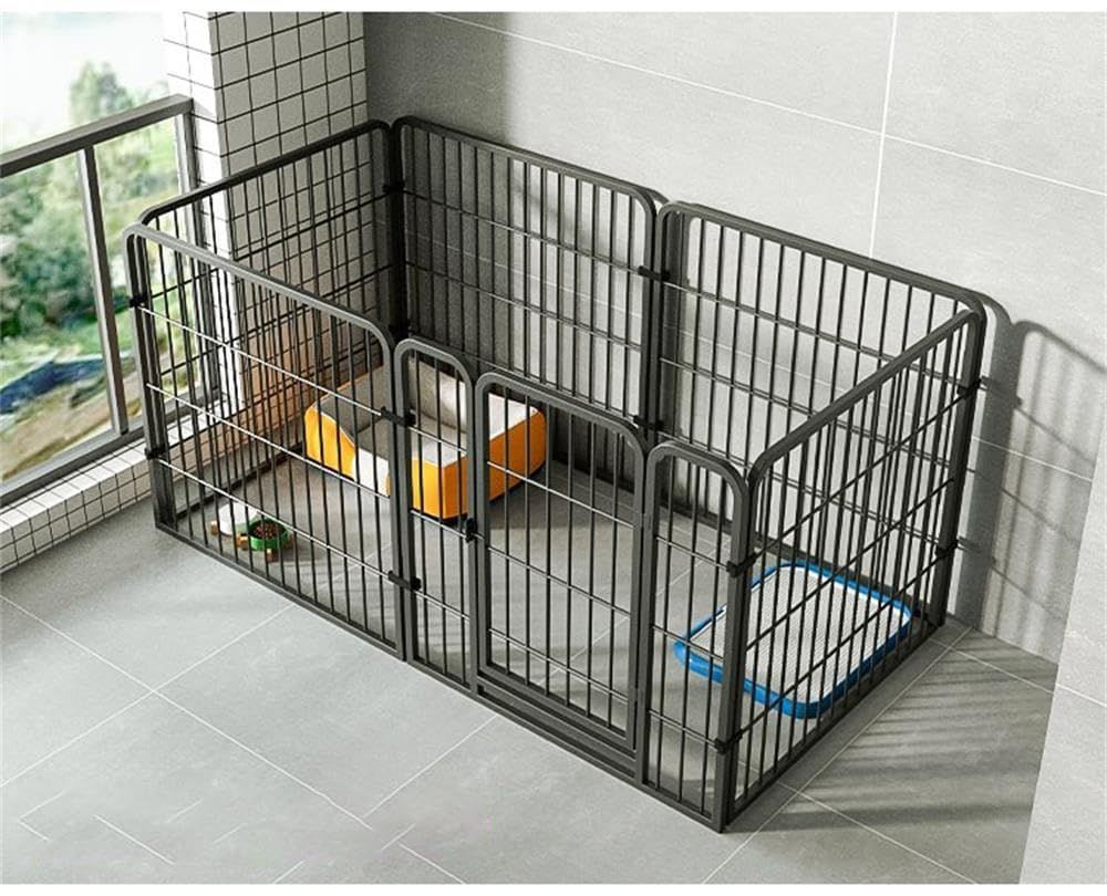 ペット ダブルロック 犬用 工具不要 簡単組み立て 接続式 高さ60cm 6枚 広げる セットドア付 小型犬 ケージ 自立 柵 レイアウト自由 置くだけ 屋外 室内 DIY ドア付き 120×60cm サークルケージ ペットフェンス 犬 ペットサー