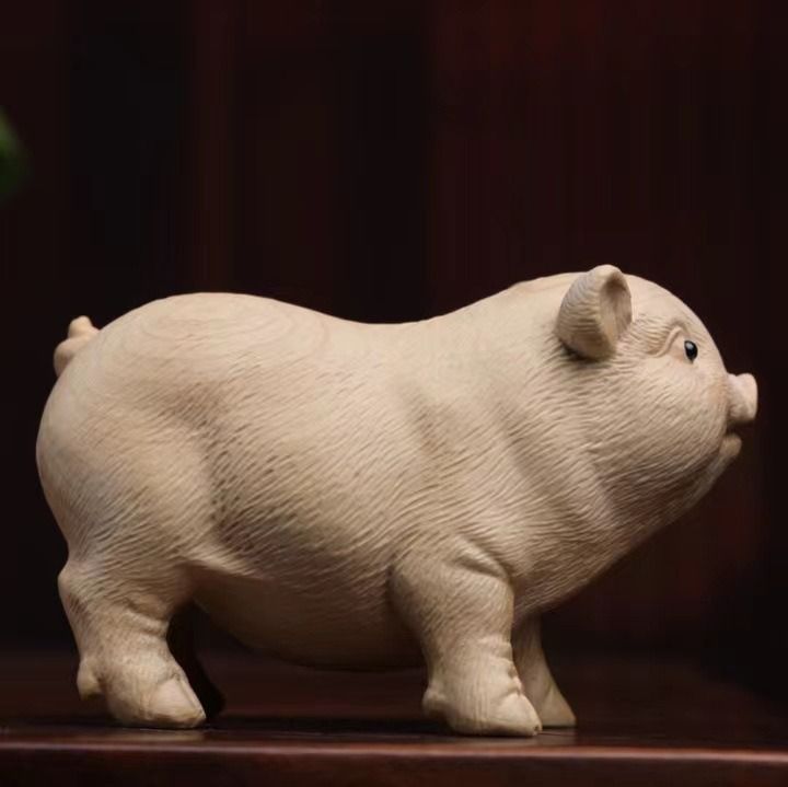豚 ブタ 木製 置物 オブジェ 風水グッズ 開運 金運 運気アップ 商売