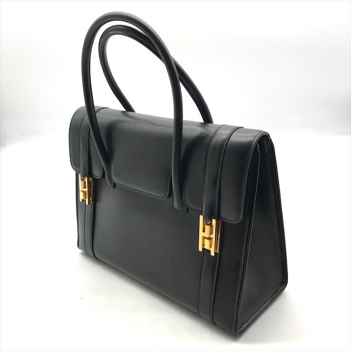 美品 HERMES エルメス ドラッグ27 ボックスカーフ ハンド バッグ