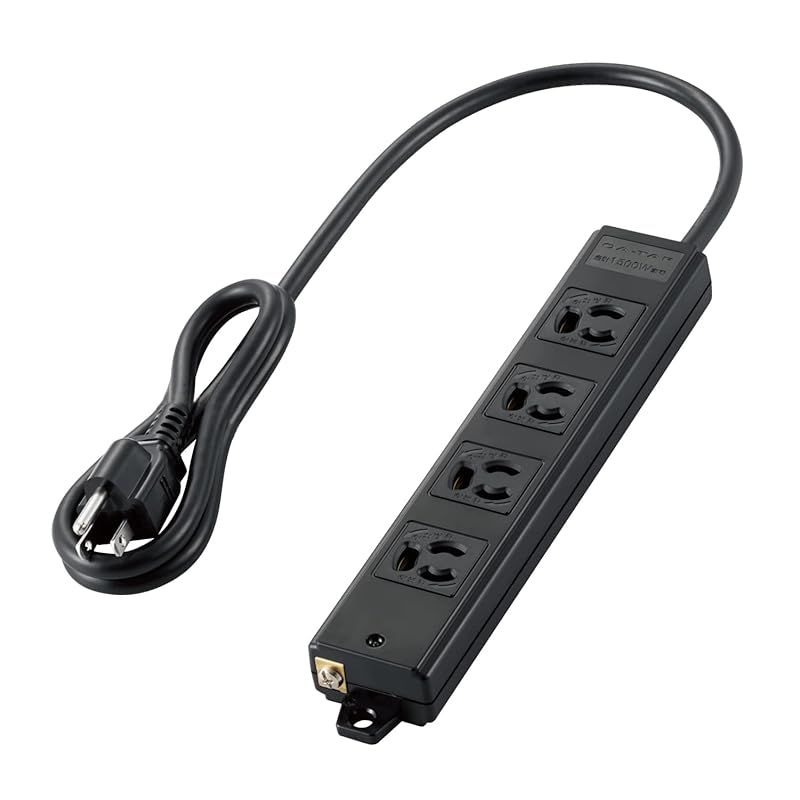 エレコム 電源タップ 1m 工事用 抜け止め 3P 4個口 マグネット付き ブラック T-WRM3410LGB/RS 0
