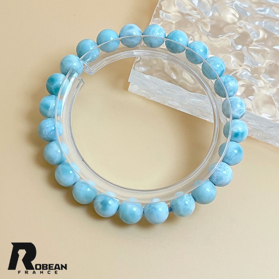 EU製 定価9万円 ROBEAN ドミニカ共和国産のラリマー パワーストーン ブレスレット 天然石 開運 金運 プレゼント ギフト 約7.8mm K0417616