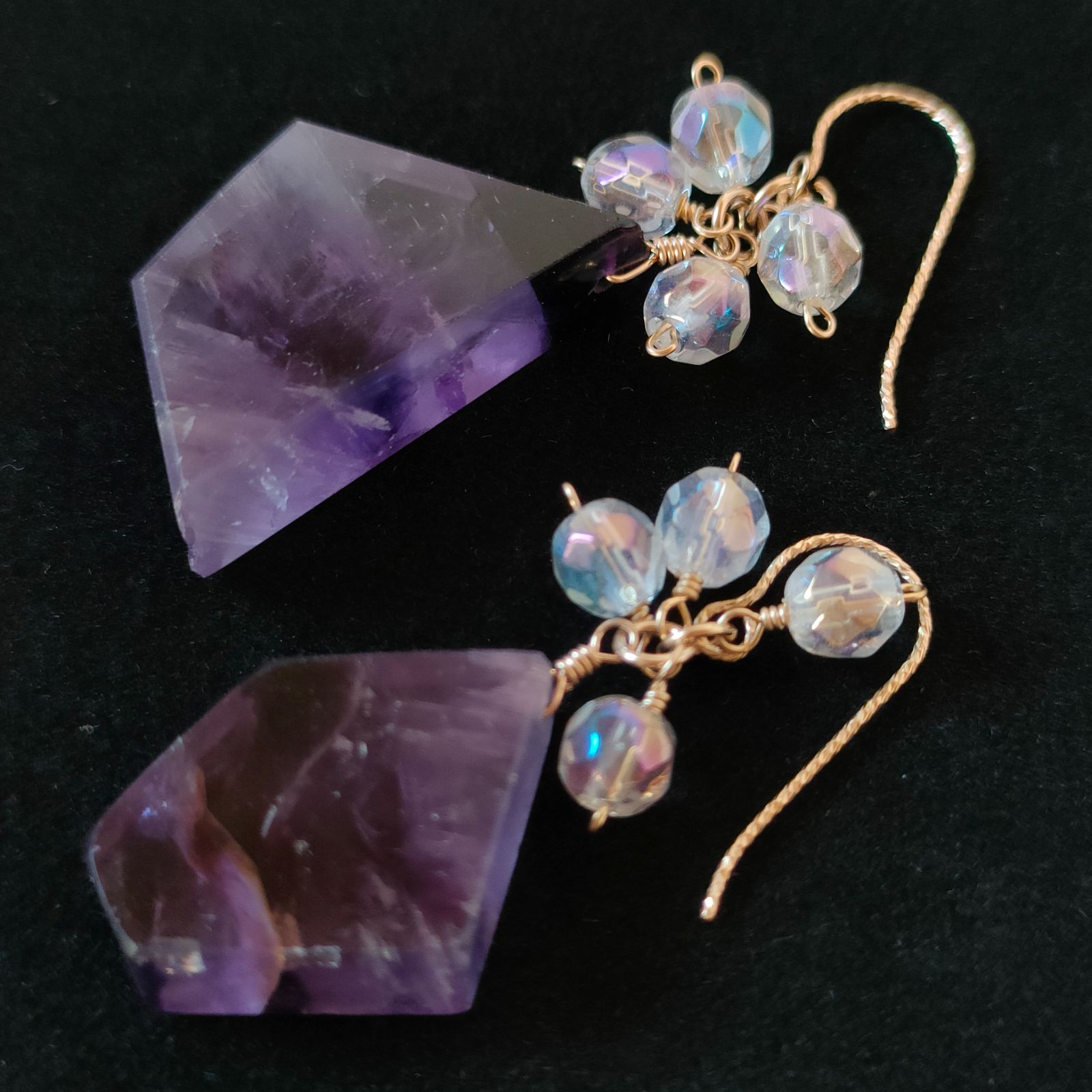 14kgfトラピッチェアメジストピアス/イヤリング