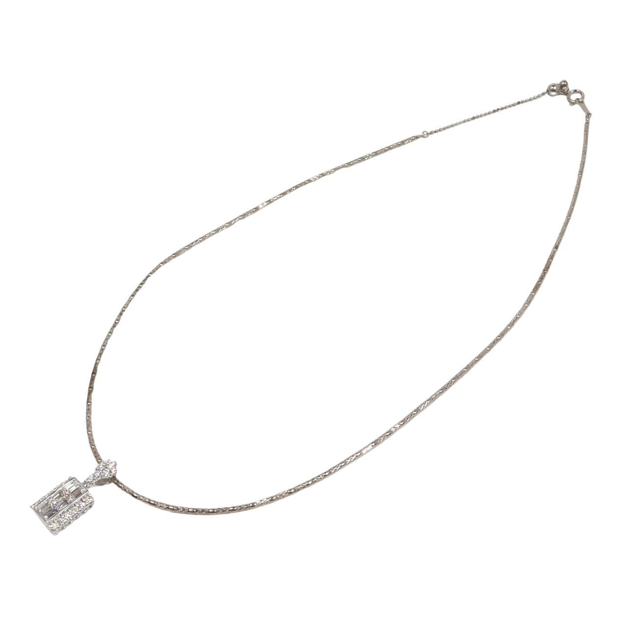 新品仕上げ K-dion ケーディオン ネックレス K18WG Pt ダイヤモンド 