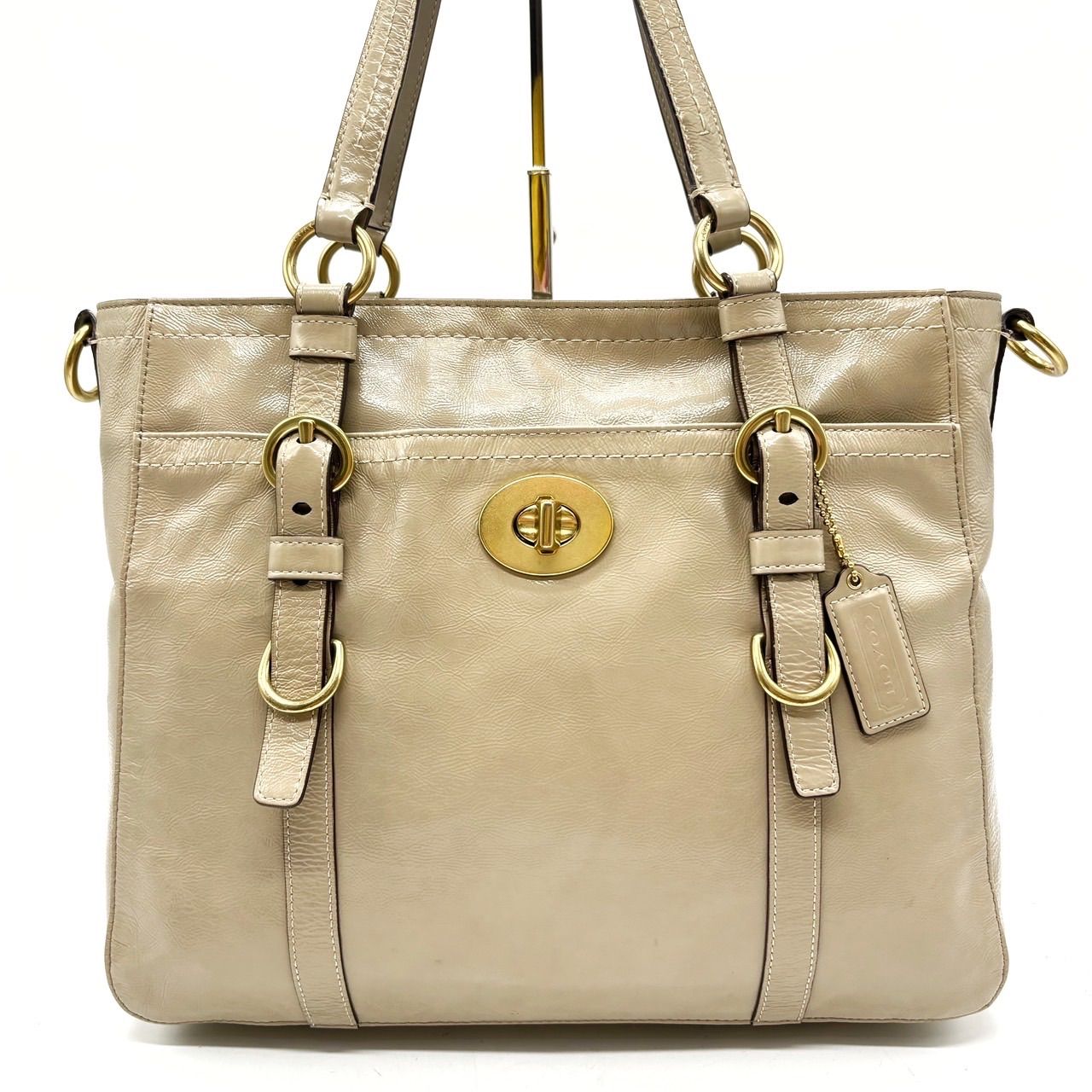 【良品】COACH コーチ ショルダーバッグ キャンバス ターンロック ゴールド ✨良品✨ COACH コーチ ワンショルダーバッグ トートバッグ