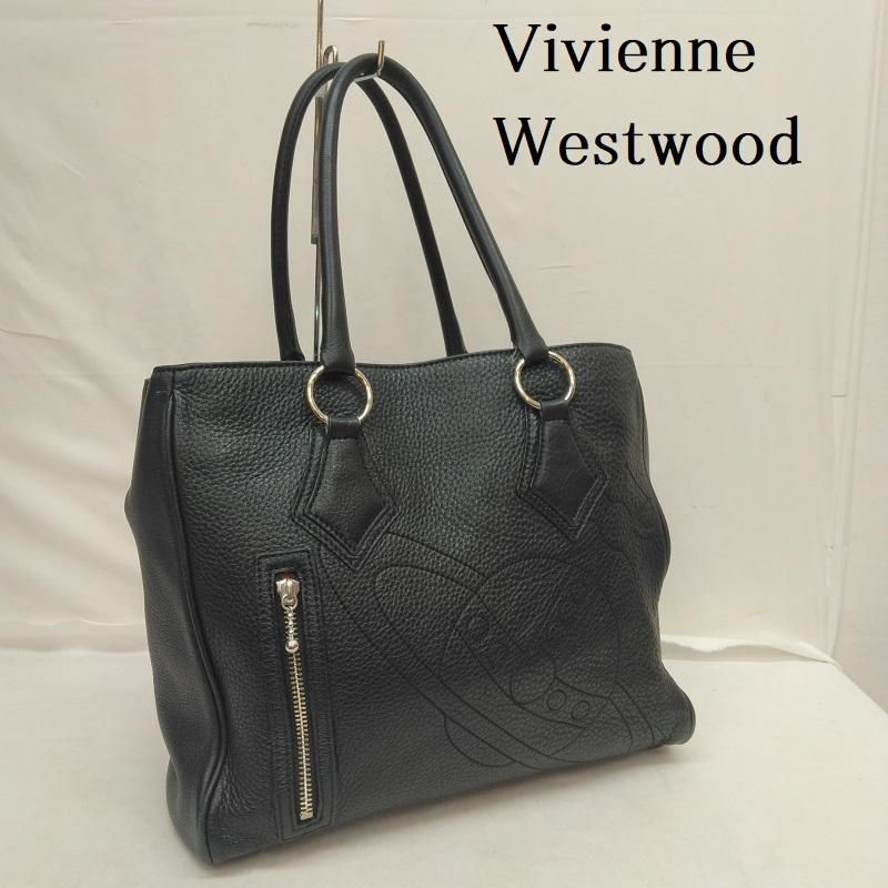 ヴィヴィアンウエストウッド レザー トートバッグ 型押し 黒 Vivienne Westwood ヴィヴィアン ウエストウッド メンズ トート