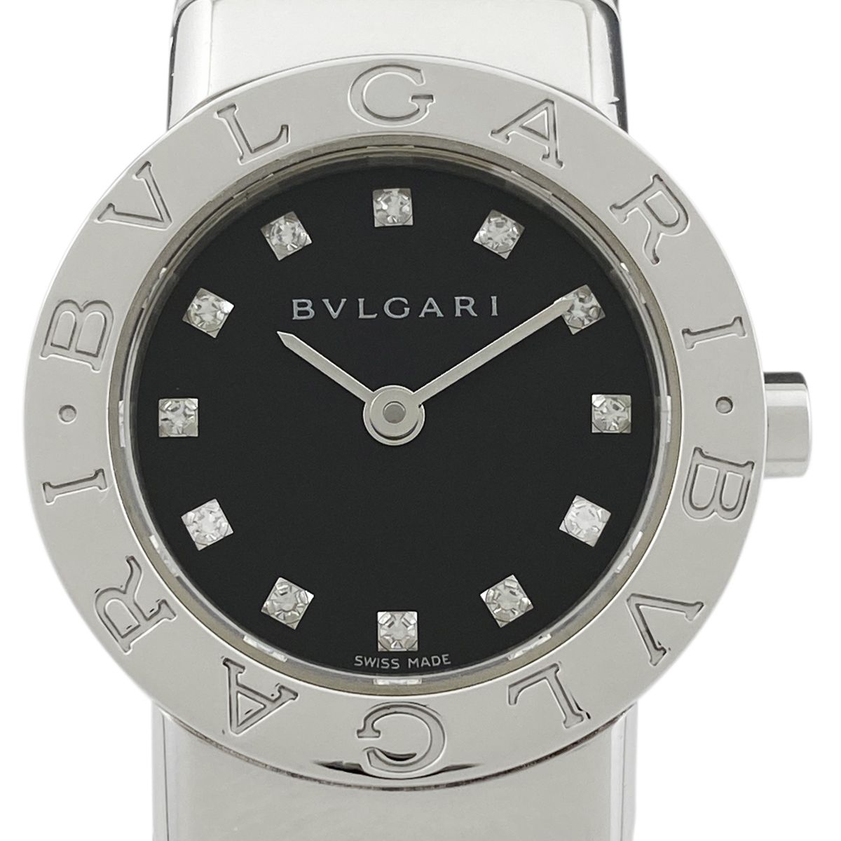 ブルガリ BVLGARI ブルガリブルガリ トゥボガス 12Pダイヤ BB232TS 腕時計 SS ダイヤモンド クォーツ ブラック レディース  【中古】