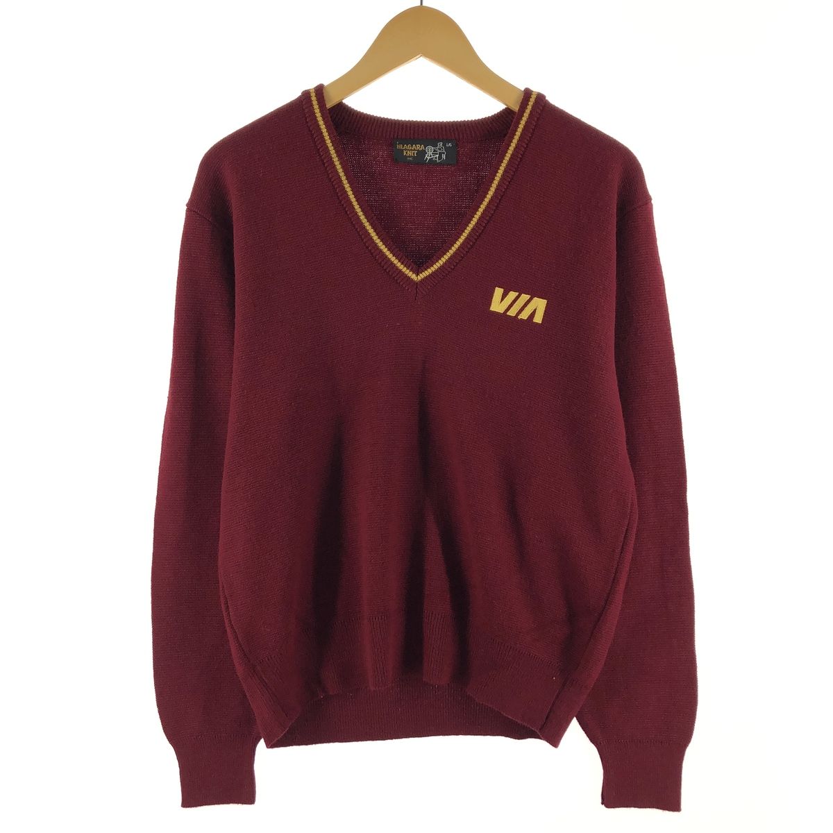 古着 70年代 NIAGARA KNIT Vネック ニットセーター メンズL 