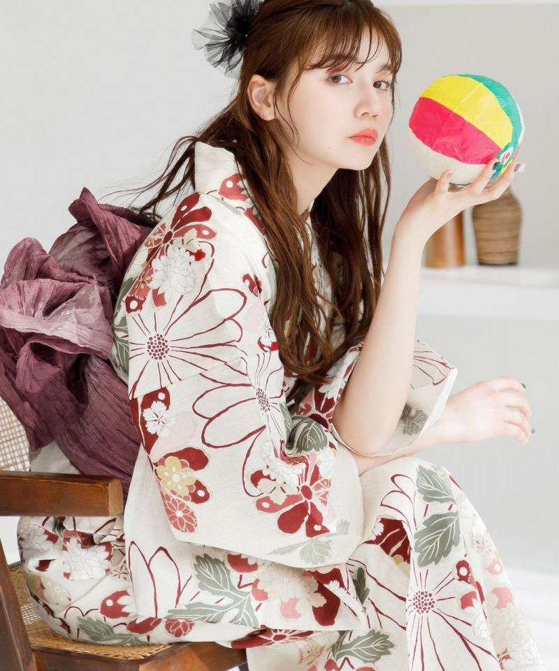 京緋色の古典菊】Dita ディータ 浴衣 5点セット レディース 2025