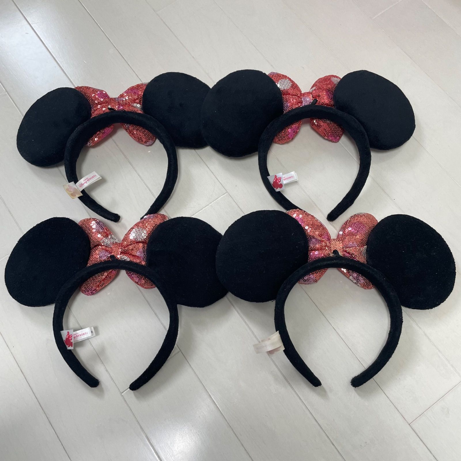ミニーちゃん　リボン　カチューシャ　青　ピンク　紫　黒　4点セット ミニーちゃん リボン カチューシャ 青 ピンク 紫 黒 4点セット