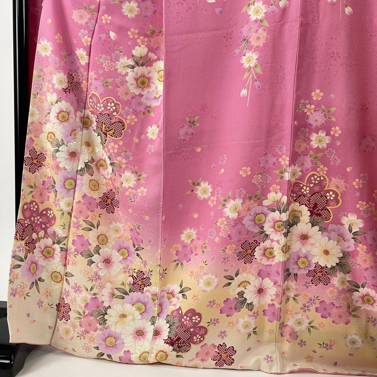 振袖 身丈157.5cm 裄丈64cm M 袷 鈴乃屋 桜 花びら 金彩 ぼかし