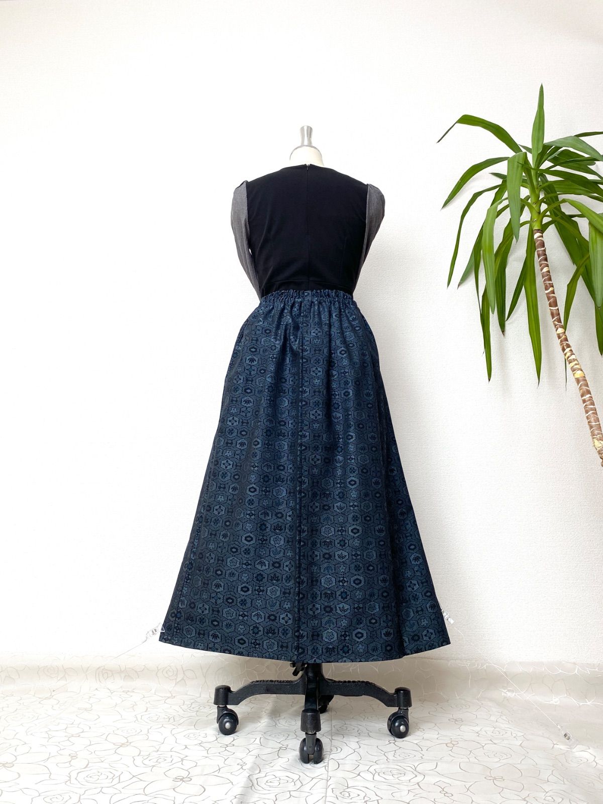 大人可愛いセレブ大島紬着物スカート大島紬着物リメイクロング