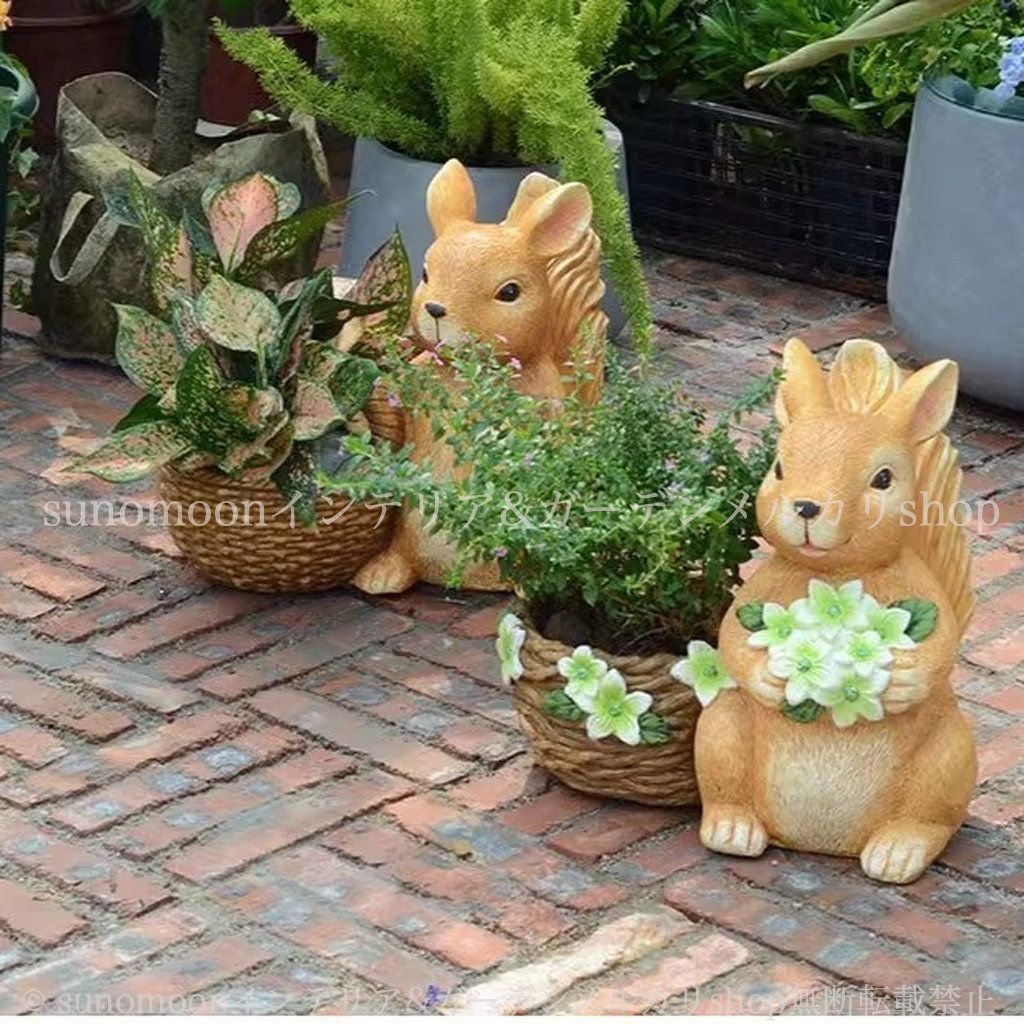 ブラウン 植木鉢 多肉植物 寄せ植え ガーデン雑貨 ガーデン ガーデンインテリア アニマル リス インテリア プランター かわいい りす 雑貨 バスケット おしゃれ 動物 8-14 鉢 庭の装飾 お洒落 ガーデニング