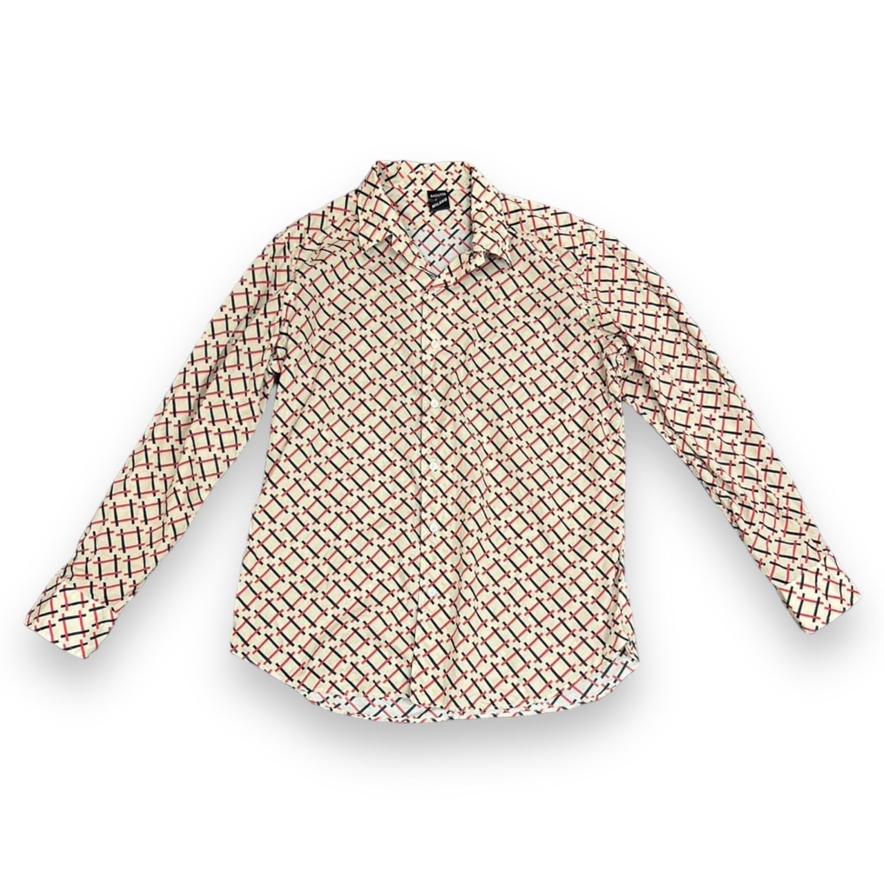 バグッタ　総柄オープンカラーシャツ バグッタ オープンカラー 総柄 シャツ 薄グリーン系 サイズS 美品