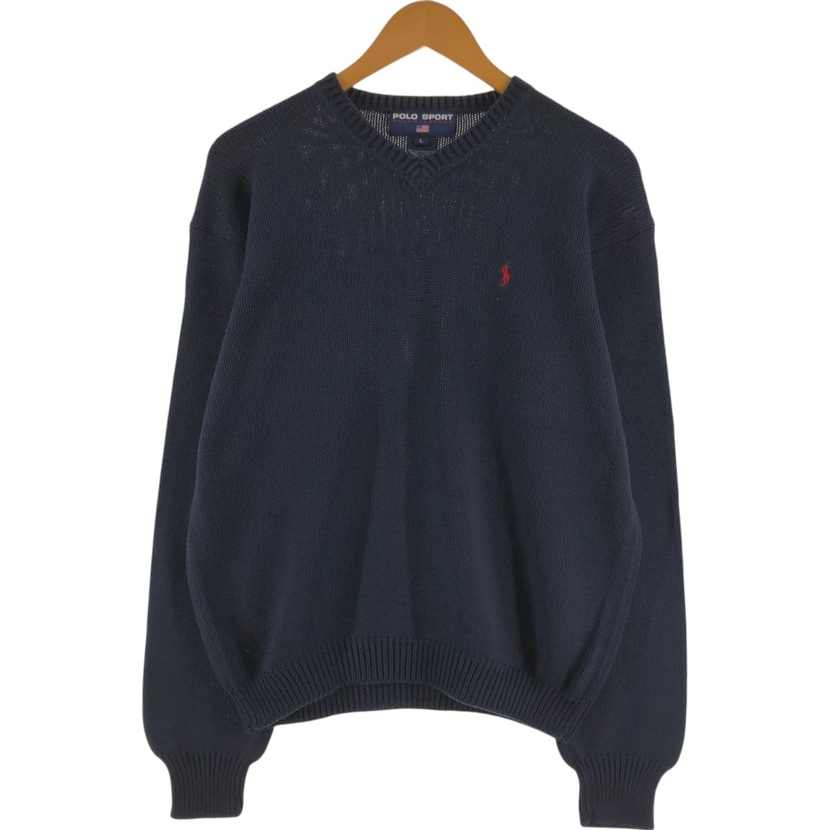 古着 ラルフローレン Ralph Lauren Vネック コットンニットセーター メンズL相当/eaa472990