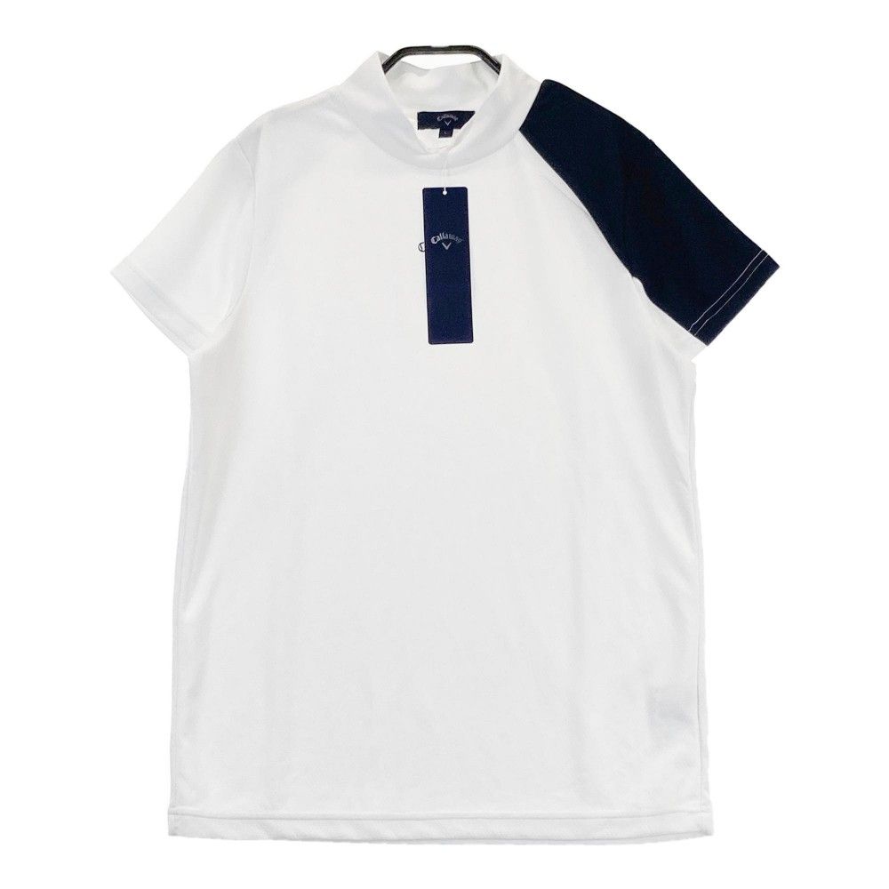 サイズ：L CALLAWAY キャロウェイ  メッシュ切替 ハイネック半袖Tシャツ  ホワイト系 [240101415259] ゴルフウェア レディース ストスト サイズ：L CALLAWAY キャロウェイ メッシュ切替 ハイネック半袖T