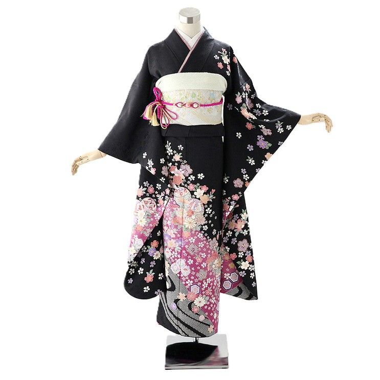豪華 振袖 身長144-159cm bk-025 黒 着物・浴衣