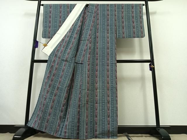 平和屋着物▽上質な紬　単衣　間道　正絹　逸品　AABB4498jh 平和屋着物▽上質な紬 単衣 間道 正絹 逸品 AABB4498jh