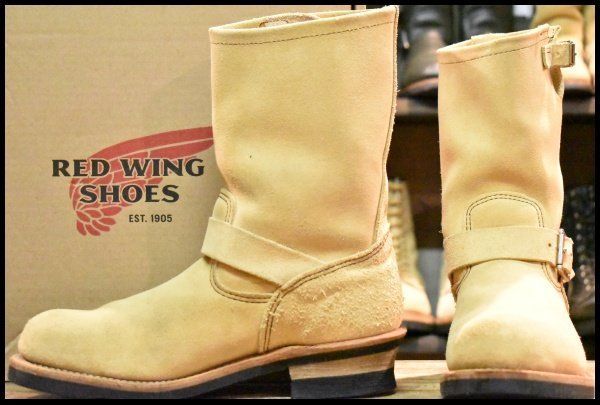 9D 17年 レッドウィング 8268 スエード エンジニア ベージュ ホーソーンアビレーンラフアウト ブーツ redwing HOPESMORE FI057