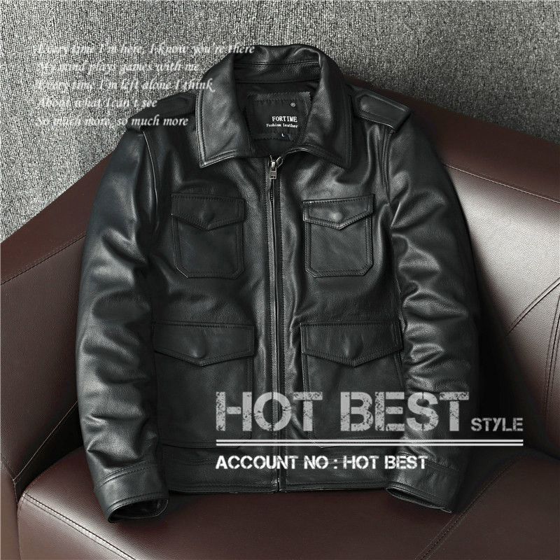 上質 メンズ レザー ジャケット カウハイド 牛革 M65 復刻40年代