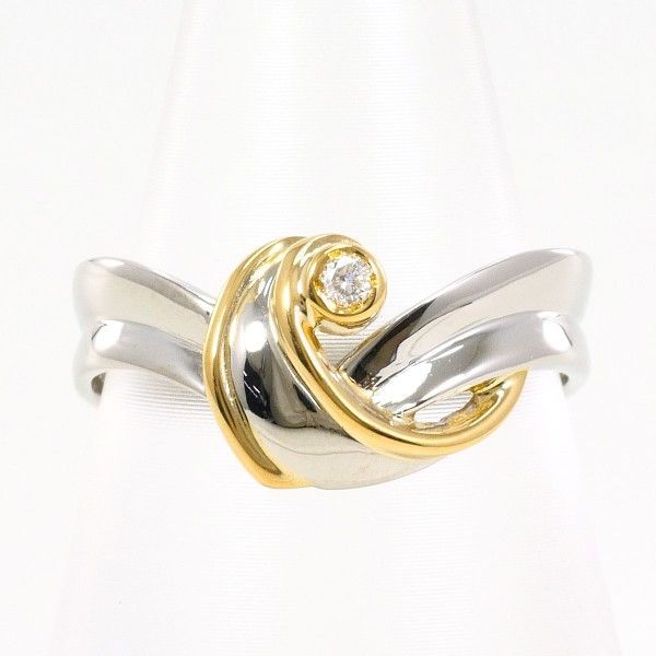 ギンザタナカ PT900 K18YG リング Ring 指輪 10.5号 ダイヤ 0.02 総  