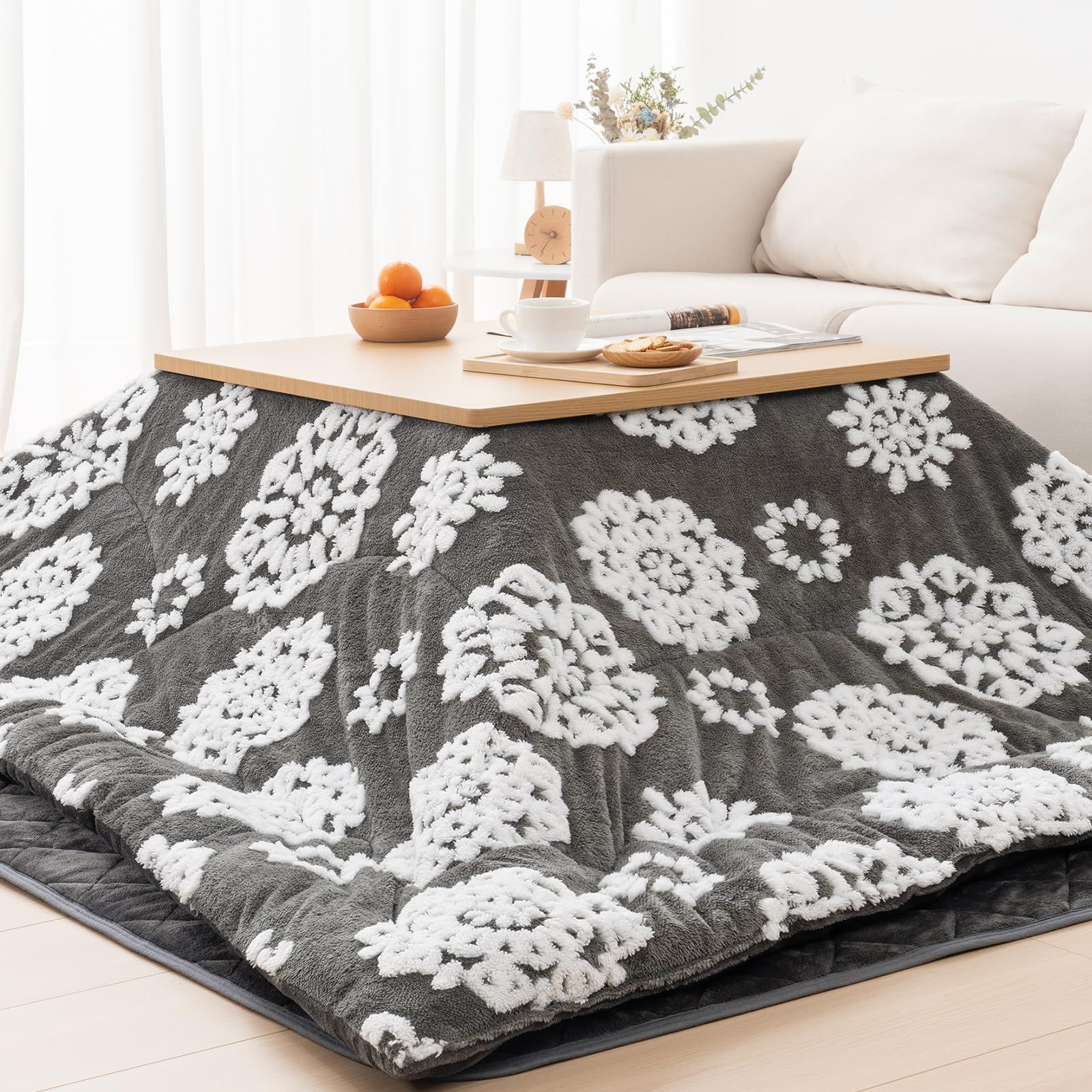 こたつふとん 単品 205x245cm 大判 こたつ用布団 あったか こたつ掛け布団 厚手 長方形 ジャガードボア フランネル リバーシブル 両面使える 適応こたつ台 80～90×120cm こたつ布団 ふわふわ ぽかぽか ぬくぬく 冬用 Vamcheer 洗