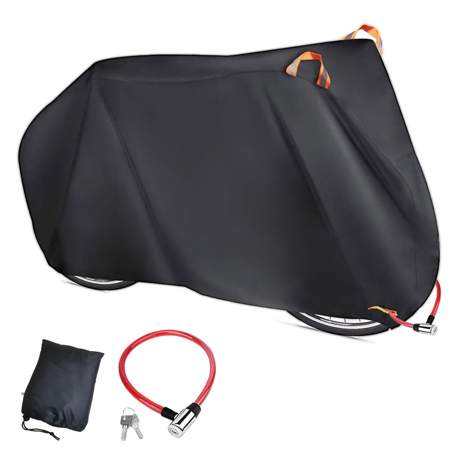 【新着商品】防水 600D 破れにくい 子供用 サイクルカバー 厚手 UV加工 防水コーティング 二重縫製 雨避け 防塵 自転車カバー 防犯 防風 カギ穴付き 反射ストライプ 調整型防風バックル 取り