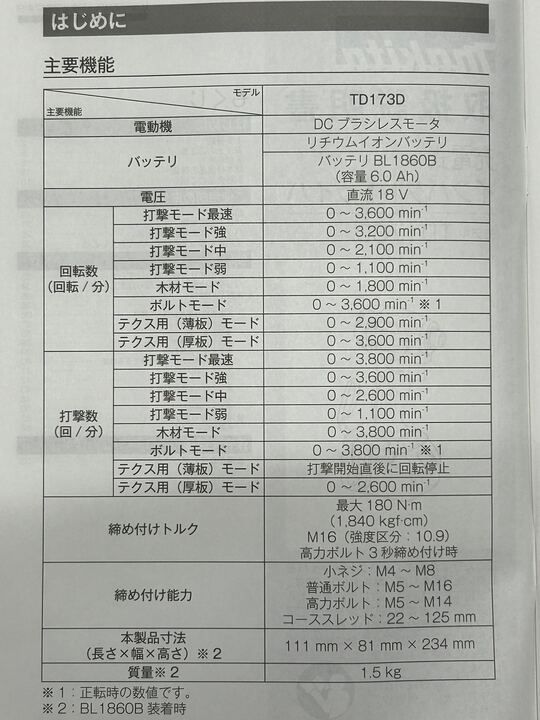 充電式インパクトドライバ