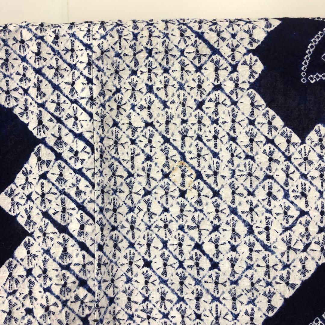 夏着物 浴衣 有松鳴海本絞り 縦柄花模様 藍色 しつけ糸 K-4533 - メルカリ 