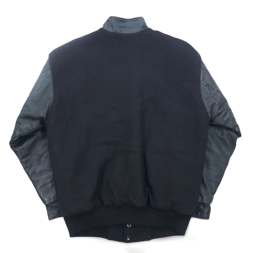 TRIMARK レザー 切替 スタジャン L ブラック レザー キルティング Vintage 90s Varsity Jacket Made in Canada Trimark レザー 切替