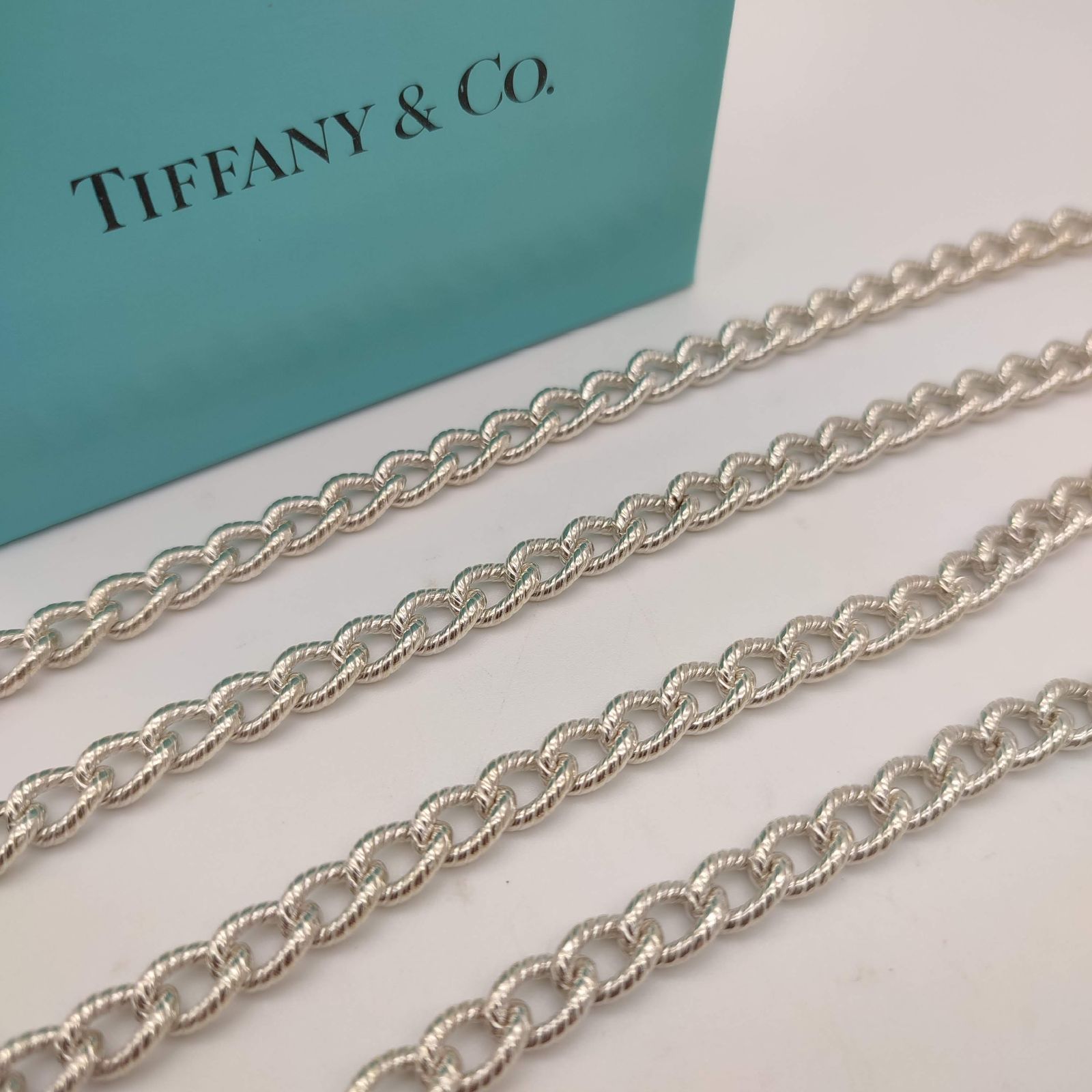 【美品】Tiffanyティファニーデザインチェーンロングネックレス92㎝