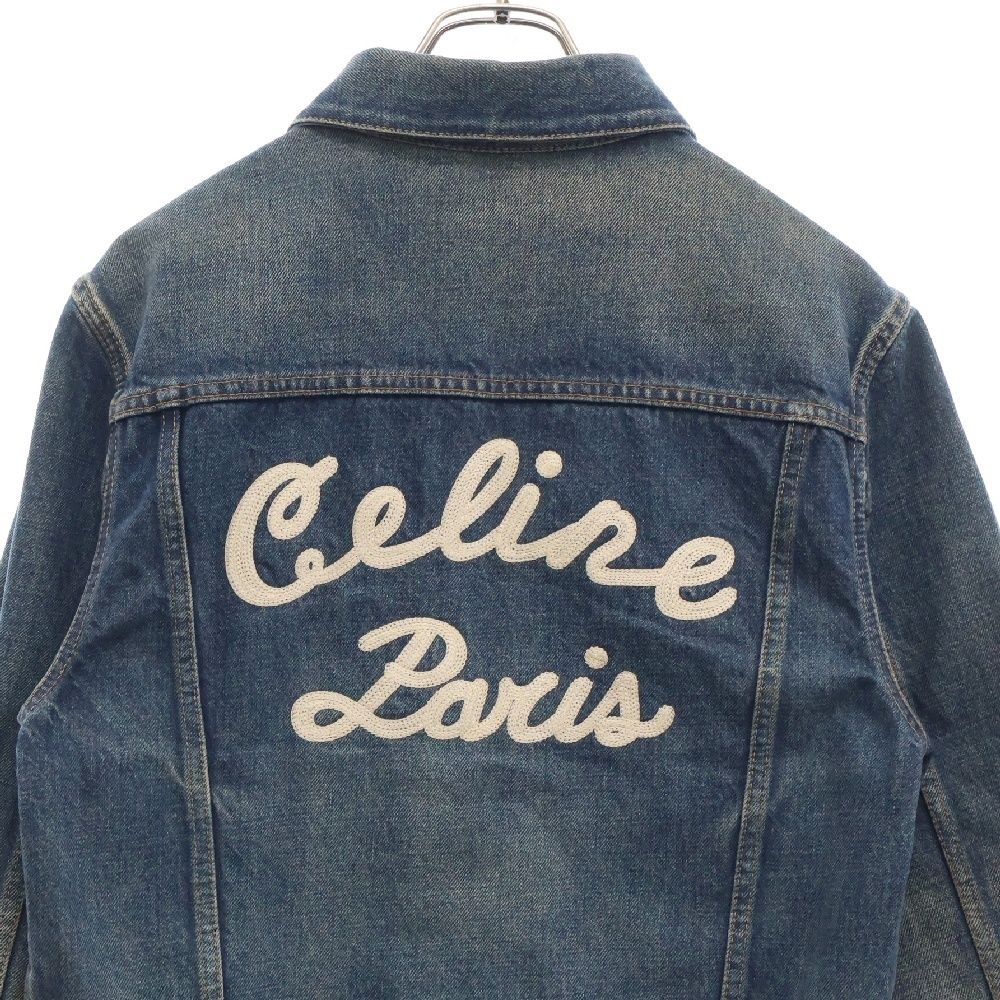 CELINE ロゴ刺繍 ダークユニオン ウォッシュデニムジャケット CELINE (セリーヌ) 20AW バックロゴ刺繍 ダークユニオン