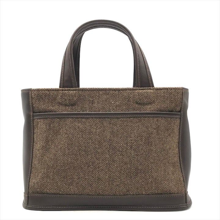 良品 COACH コーチ グローブレザー ウール USA製 ハンド バッグ ブラウン ブランド レディース 鞄 h554