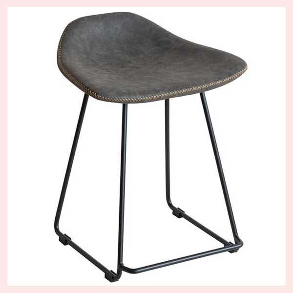 PUレザーのスタイリッシュなスツール（W43×D41×H54×SH45cm）／ダークグレー　※シンプル，高級感，おしゃれ，個性的，合成皮革，合皮